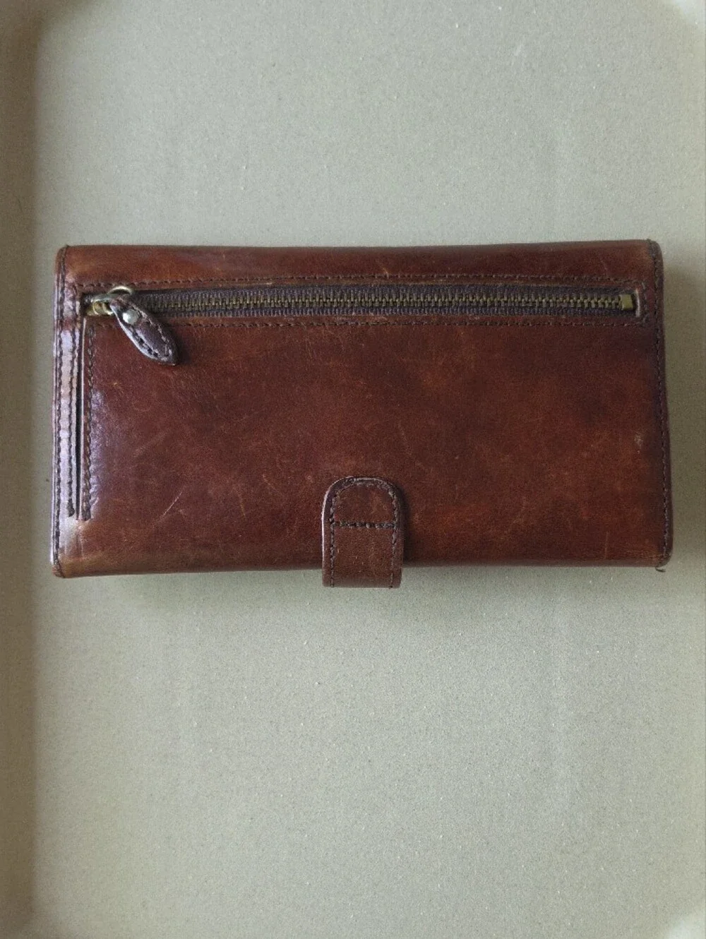Ralph Lauren Cognac Brown Leather Clasp Wallet